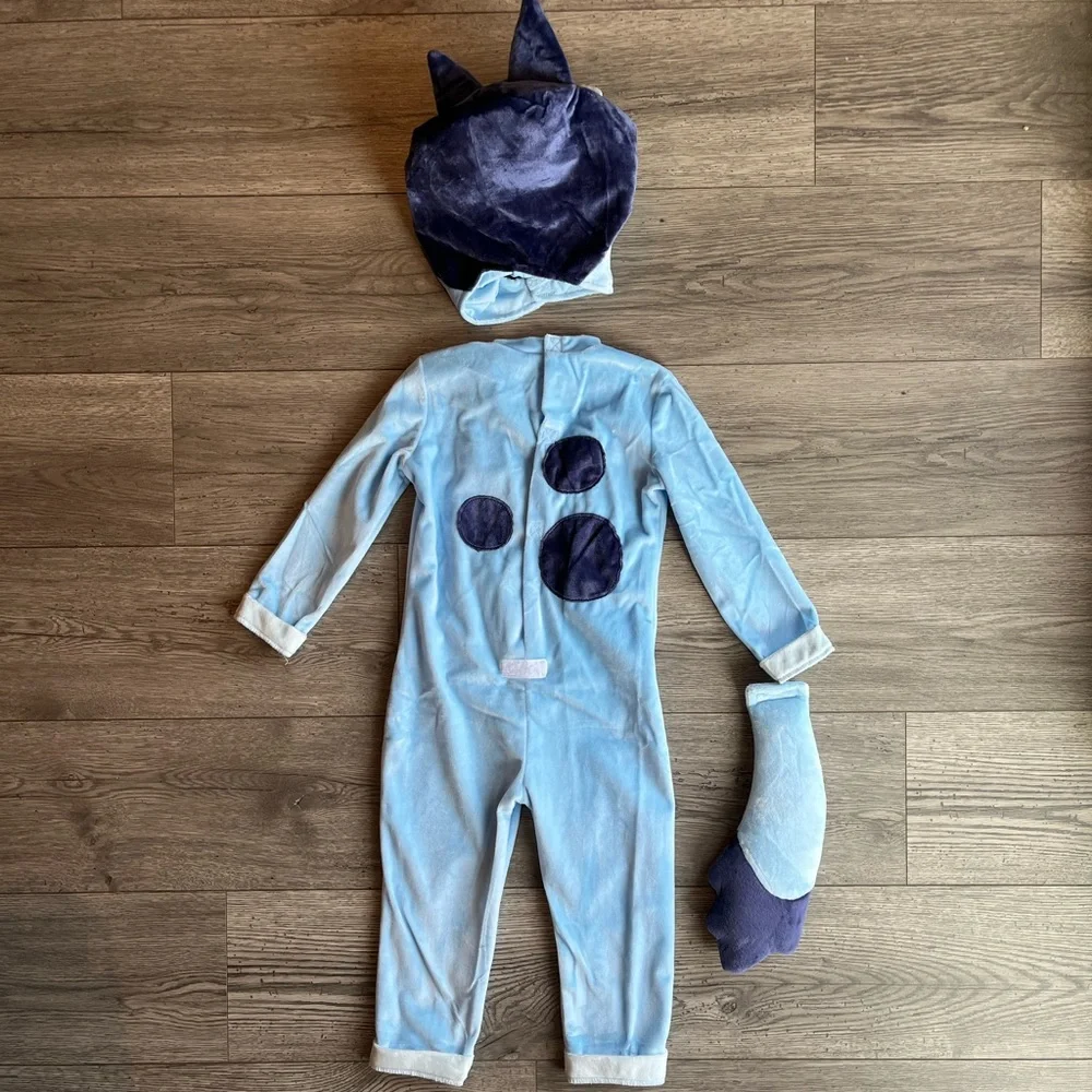 Spirit Halloween Toddler Bluey Costume Jumpsuit with Tail & Headpiece Size 2T